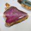Natural ELECTROPLATED GOLD Agate Slice Pendant