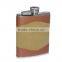 6oz Logo Customzied Metal PU Leather Wrapped Hip Flask