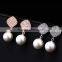 Good Qulity Brand Big Round Pearl WithZircon Gold Plated Stud Earrings Fashion Jewelry