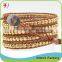 Personalized Black Stone Mix Skull Bead Wrap Leather Bracelet For Men