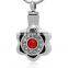 Silver Keepsake Urns Jewelry Stainless Steel Flower Shape Cremation with Red Gemstone polished Retro Style Urn Ash Necklace