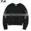 100%cotton black crew neck sweatshirt custom sublimation printing