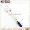 Fashion cylinder lapis lazuli stone gold chain pendant necklace