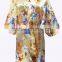 Cheap Short Women Gold Champagne Floral Silk Satin Robe