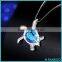 Wholesale Fashion Silver Jewelry ,925 Sterling Silver Created Blue Fire Opal Sea Turtle Penadnt Necklace