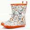 elegant floral ladies rubber rain boot with floral pattern