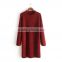 side slit loose style irregular woman cheap solid sweater dresses MMY-17031