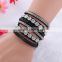 6 Colors Multilayer Bohemian Leather Velvet Wrap Crystal Magnetic Bracelet