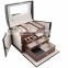 Cosmetic box makeup kit with mirror and 3-layered drawers for makeup storage box
