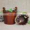 China handmade red mini decorative wood pellet bucket with handle