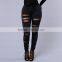 2017 new high waist street distressing denim jeans stretch fit brand pants for feminina