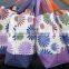 Flora print jute shopping bag with bottom one color fabric jute