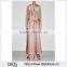 Wholesale Ladies Apparel Storm Flaps Belt Loops Blush Silk Satin Trench Coat(DQE0360C)