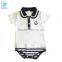 Navy Style Baby Bodysuit With Black and White Stripe Kids Clothes Summer Toddler Short Sleeves Romper