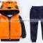 custom modern fashion boys kids wear/3pcs sets winter warm thick children garments