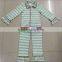 2016 High quqlity green and white stripe kids 100% cotton pajamas children's sleepwear clothing set wholesale