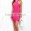 Wholesale halter neck body-con fit fuchsia bandage dress 2015