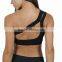 Custom Sexy Fitness Polyester Spandex one shoulder black ladies sports bra