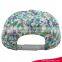 Customize digital printing overall snapback cap floral style baseball cap with puff embroidery