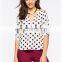 dot print new model scoop neck casual blouse for women wholesale