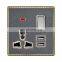 Universal Standard 3-Pin Wall Socket With Switch And Led Light+2USB 86mm*86mm Acrylic Panel Sockets And Switches Electrical 16A