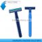 D227L color blue rubber handle twin blade disposable shaving razor