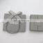 Boutique shop grey paper shoping gift bag with your own embossed silver logo