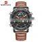 NAVIFORCE 9160 Mens Luxury Brand New Japan Led Digital Analog Watch Army Light Week Time Leather Watches