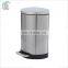 Eco-friendly mute indoor silver stainless steel trash can /garbage bin with foot pedal dustbin