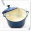 Chinese blue enamel round cast iron stew casserole pots