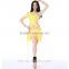 Special cutting comfortable yellow women belly dance costume