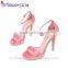 Handmade Pink one bar ankle strap pure genuine leather women sandals