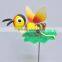 5 inch Bee on Lotus Plastic Outdoor Yard Hot Sale Decorative Garden Animals Stakes
