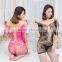 Sexy Nightwear Long Sleeve Fence Net Mini Dress Lingerie Adult Women