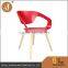 Promotional Restaurant Plastic Dining Chair with Wooden Legs