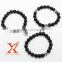 Ladie Black Matte Onyx Beads Bracelet with Stainless Steel Charm