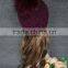 Latest New Fashion Wine Hat With Raccoon Fur Pompom Wool Hat Knitted Beanie Hat