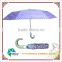 23" Cheap curved handle dot pongee 3 folding purple umbrella