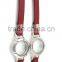 Red Color Floating Charms Glass Locket Leather Double Strap Bracelet