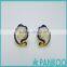 925 sterling silver Gold-plated jewelry inlaid jade fresh and simple European and American style earrings