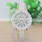 fashion women bezel geneva watch golden steel rhinestone dress watch female clock 2016