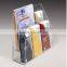 2-Tiered Acrylic Literature Holder for Tabletop or Wall, 6 Adjustable Pockets - Clear(AL-B-0269)