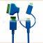 Mfi certified 2.4A fast charge 3 in 1 Combo charging usb Cable for devices