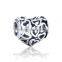 T022A Antique Silver Hollow Love Hearts Floating Charm