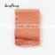 Hot Sale Orange Color Acrylic Single Side Check Jacquard Crochet Blanket With Short Tassels