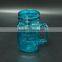 Colorful Lids And Straw Glass Mason Jar With Handle