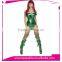 One Set Conjoined Green Spandex and Polyester Overbust Corset