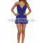 Sexy ladies deep V neck halter backless chiffon short romper