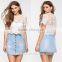 2016 promotional high quality lady white crochet t shirt