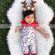 S60691B 2017 Child bodysuit deer print white jumpsuit Girls Infants Clothing with Long Sleeve